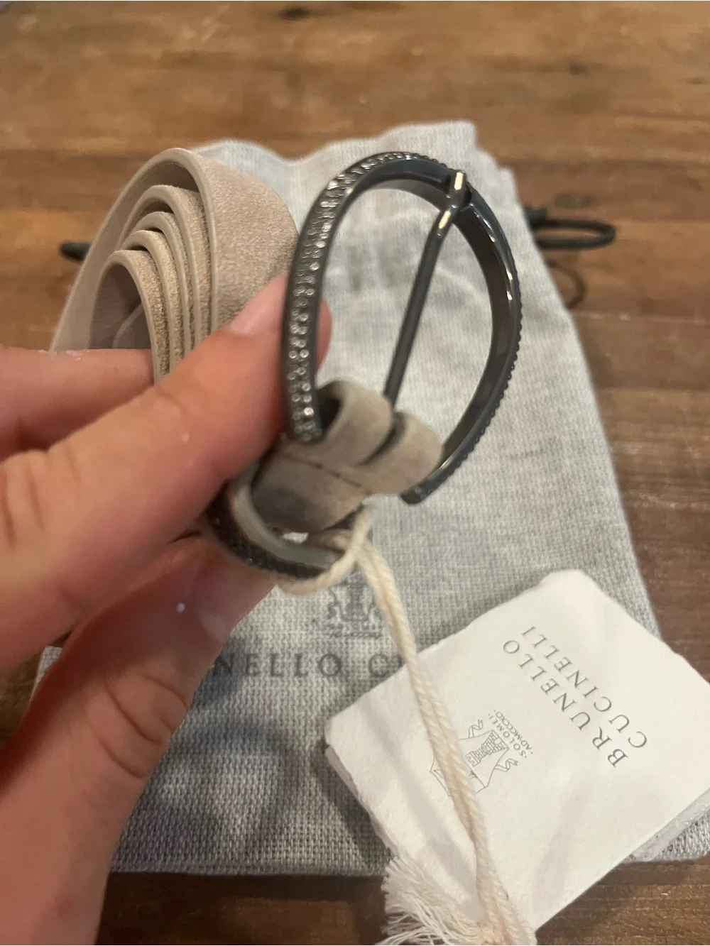 BRUNELLO CUCINELLI Monili-detail suede belt ***NWT